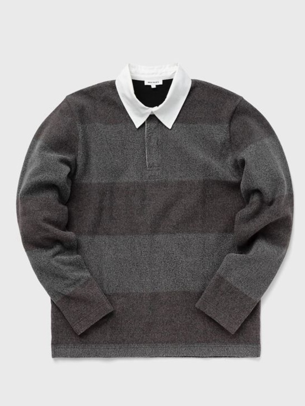 Norse Projects Ruben Brushed Jersey Gray Knit Rugby Polo White Collar